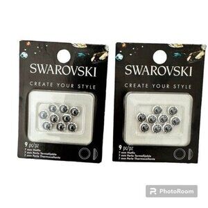 2 x Swarovski 9 pc 7mm Hotfix Jet Hematite